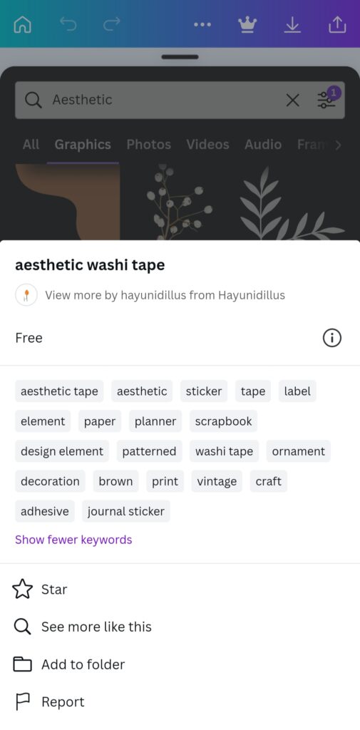 best canva elements keywords for aesthetic elements