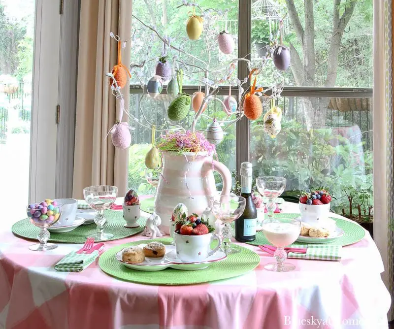 esater table centerpieces with easter tree