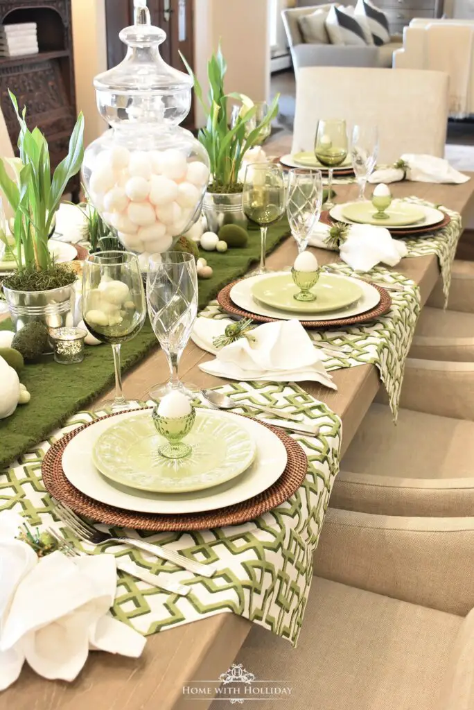 green and white easter table decor ideas