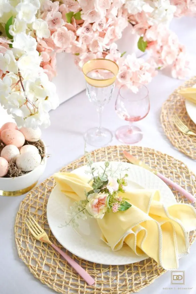 easter table decoration with beautiful flowers