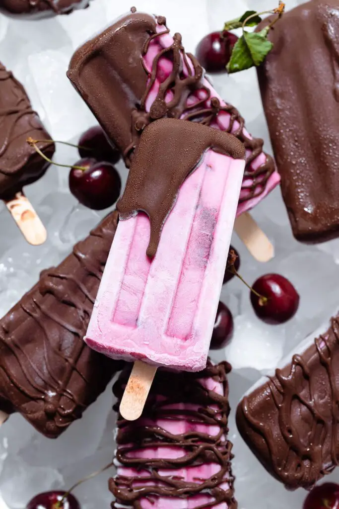 Chocolate Covered Cherry Popsicles for easy summer popsicle recipes
