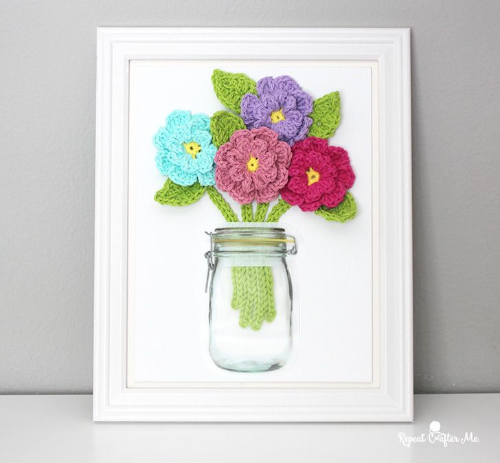 unique and colorful flower crochet card 