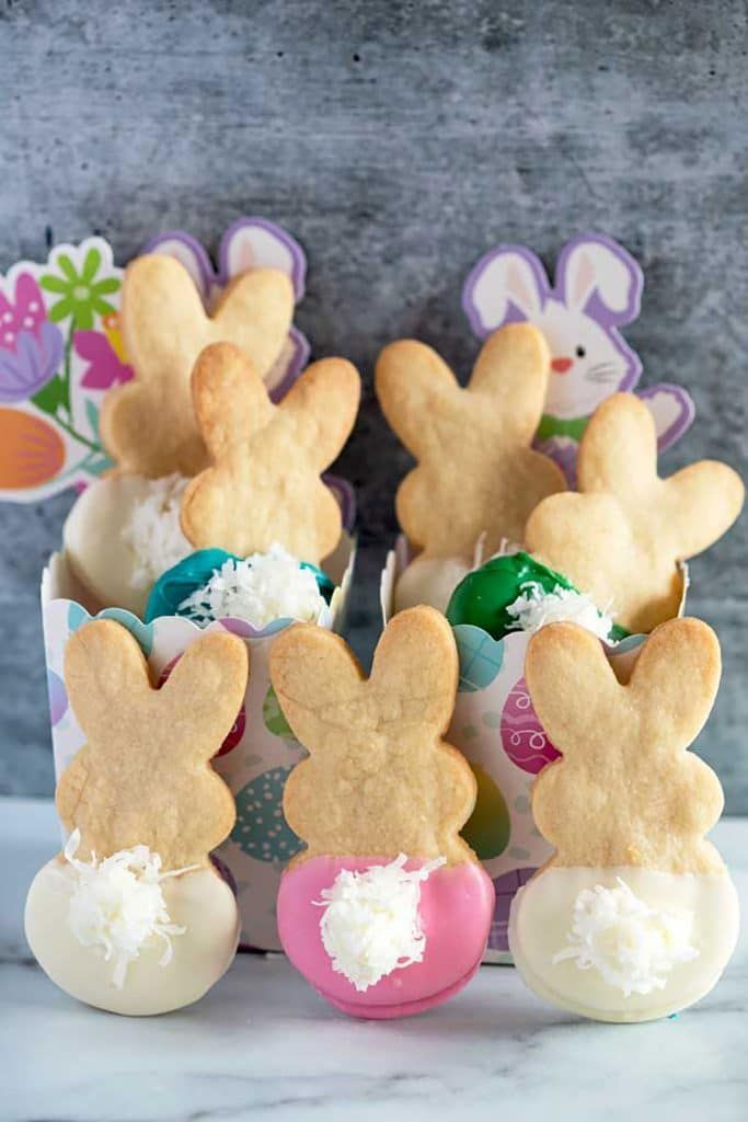 pink and white bunny easter cookie