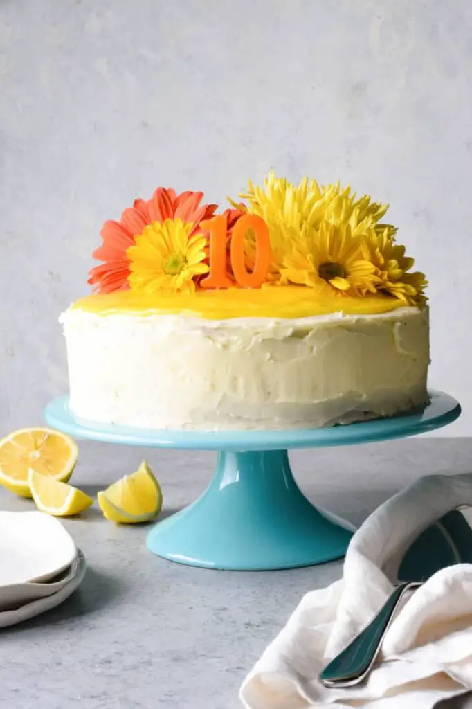 lemon crud cake with flowers for mothers day cakes