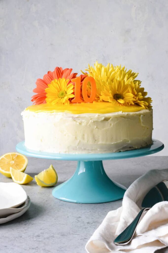 lemon crud cake with flowers for mothers day cakes