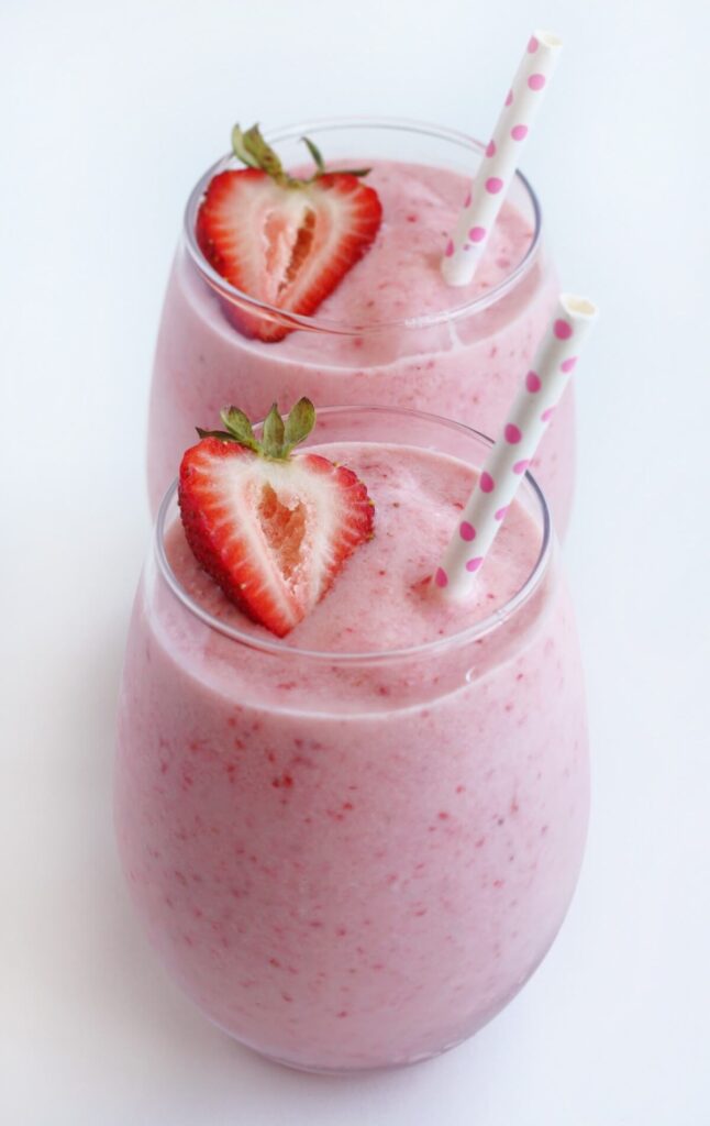 Virgin Strawberry Piña Colada non alcoholic summer drink recipes.