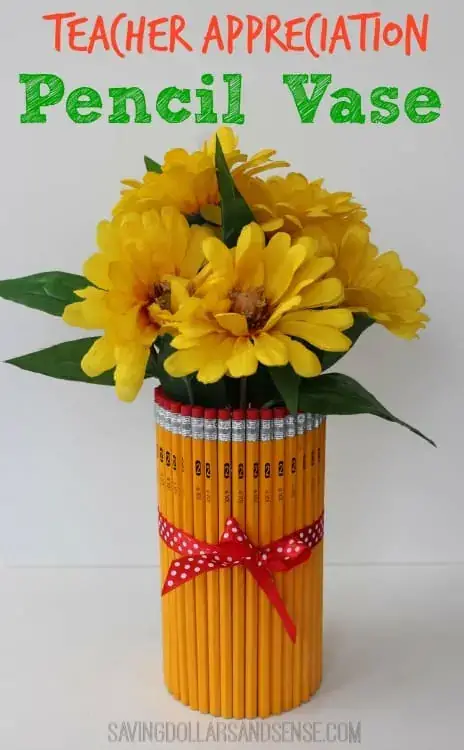 pencil flower vase for teacher appreciation gift ideas