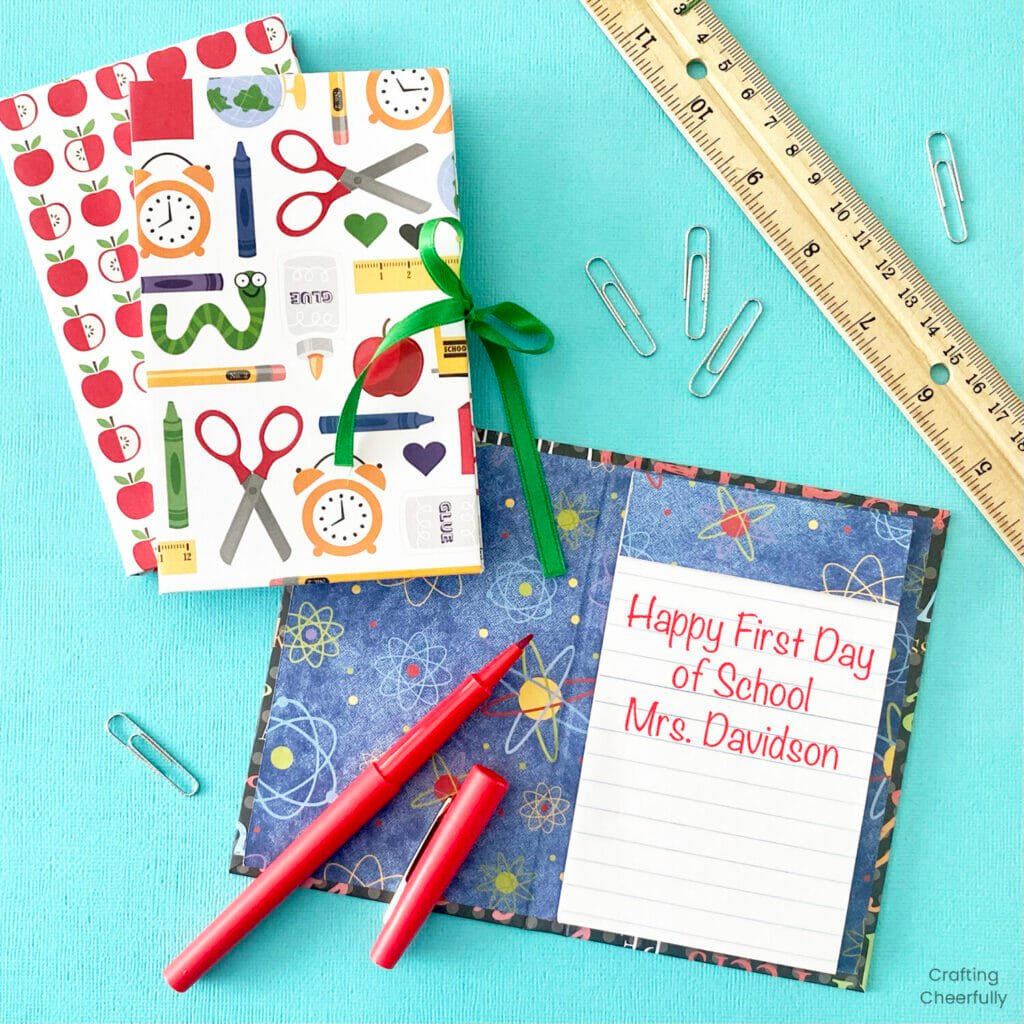 DIY teacher notebook for teacher appreciation gift ideas