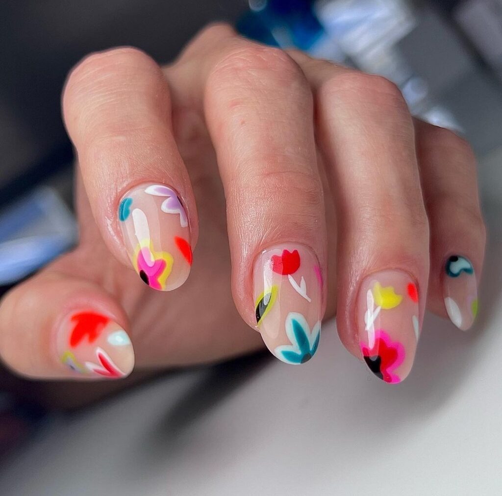 summer flower nail arts for short nail