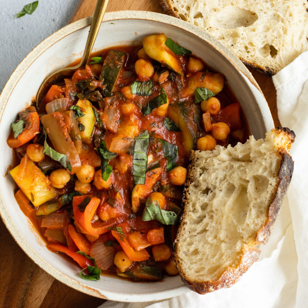 Vegan Chickpea Ratatouille for mothers day lunch ideas