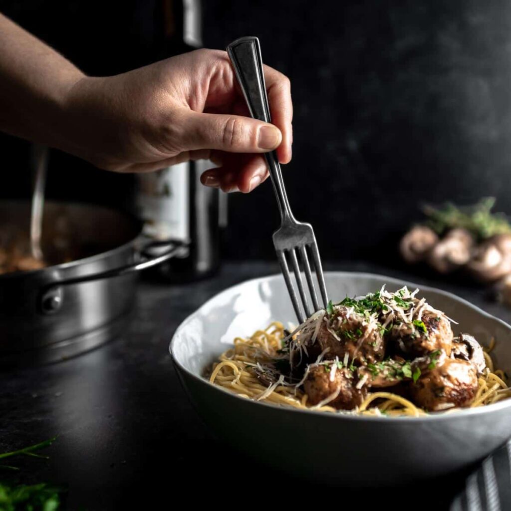 Chicken Meatballs with Mushrooms for mothers day lunch ideas