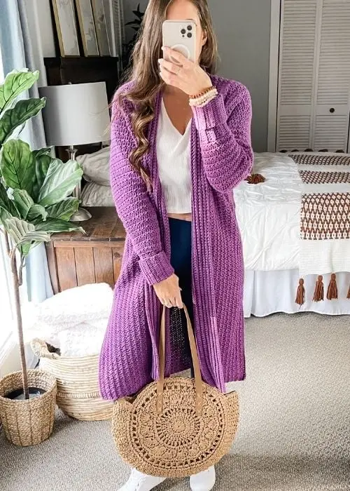 purple cardigan crochet pattern for mother's day gift