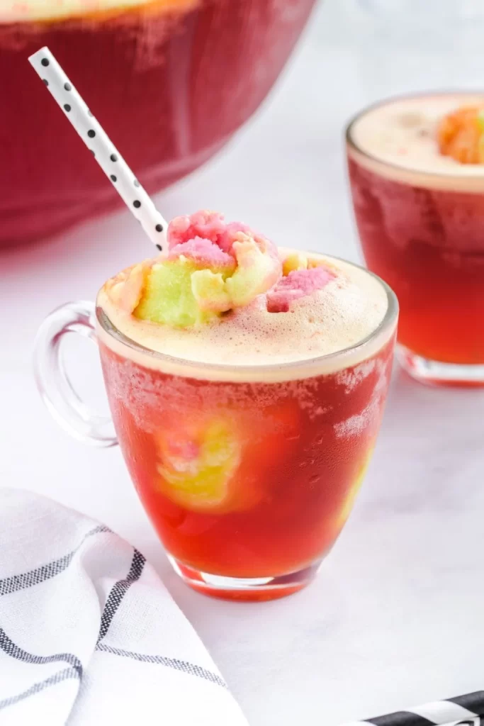 Rainbow Sherbet Punch is a refreshing summer drink