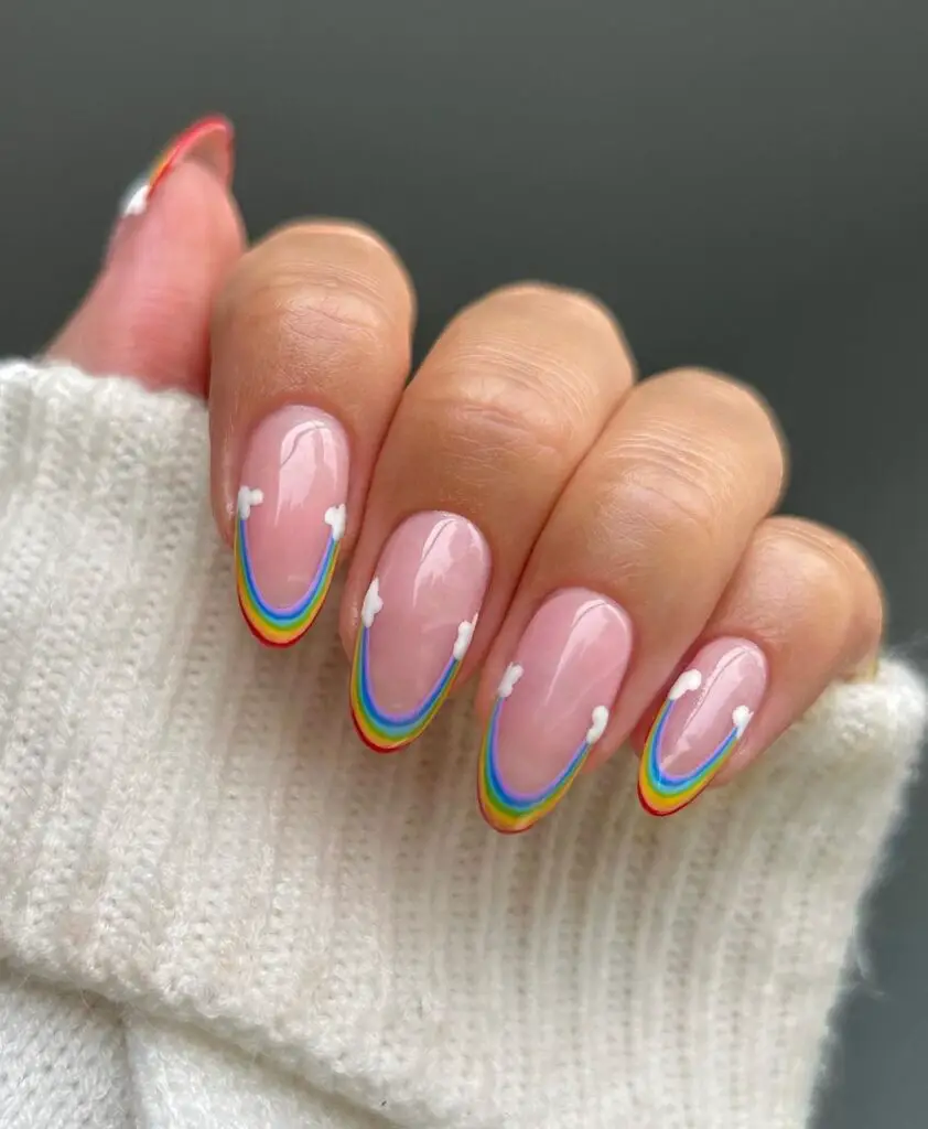 cute rainbow tips for short nails