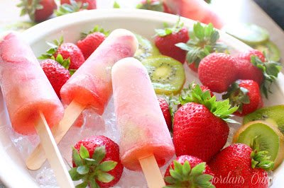 Strawberry Kiwi Champagne Pops for easy summer popsicle recipes