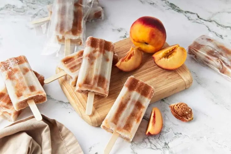 Vegan Peaches and Cream Dessert Popsicles for summer 