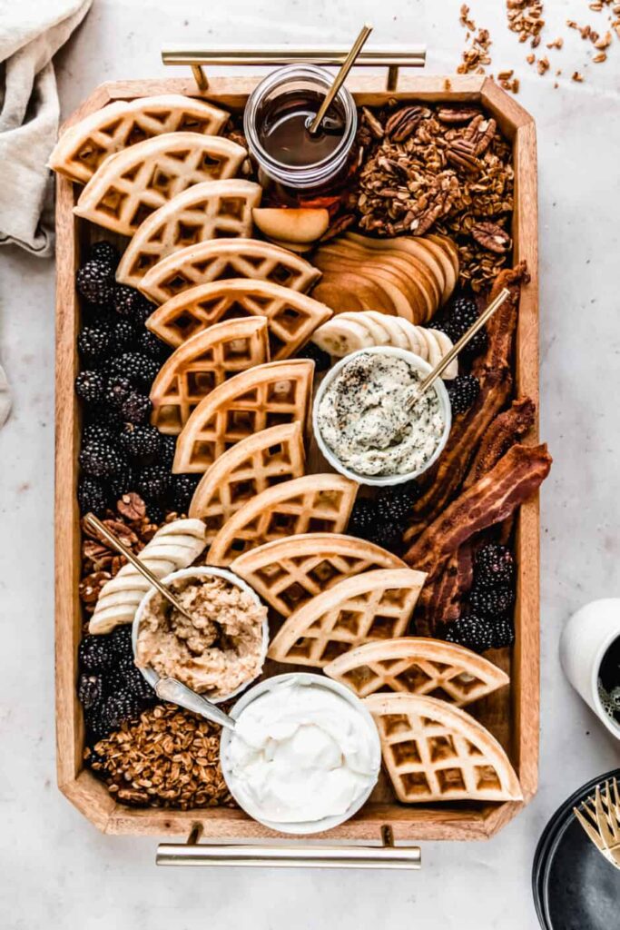 breakfast charcuterie board ideas with waffles