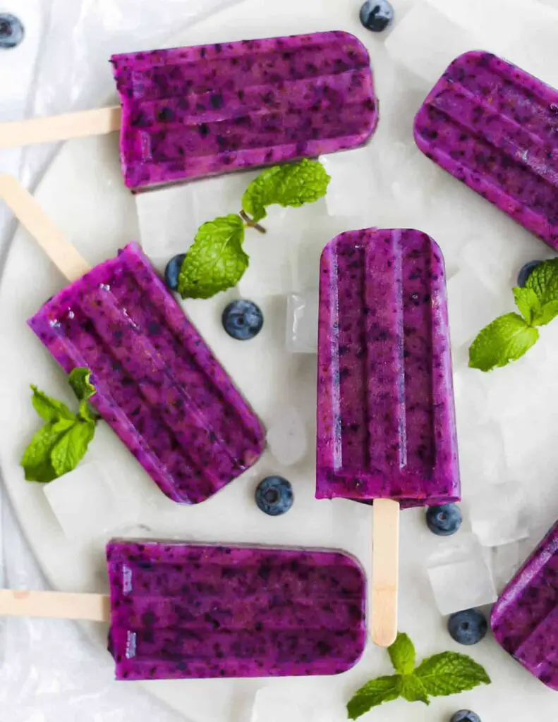 homemade blueberry healthy yogurt popsicle recipe