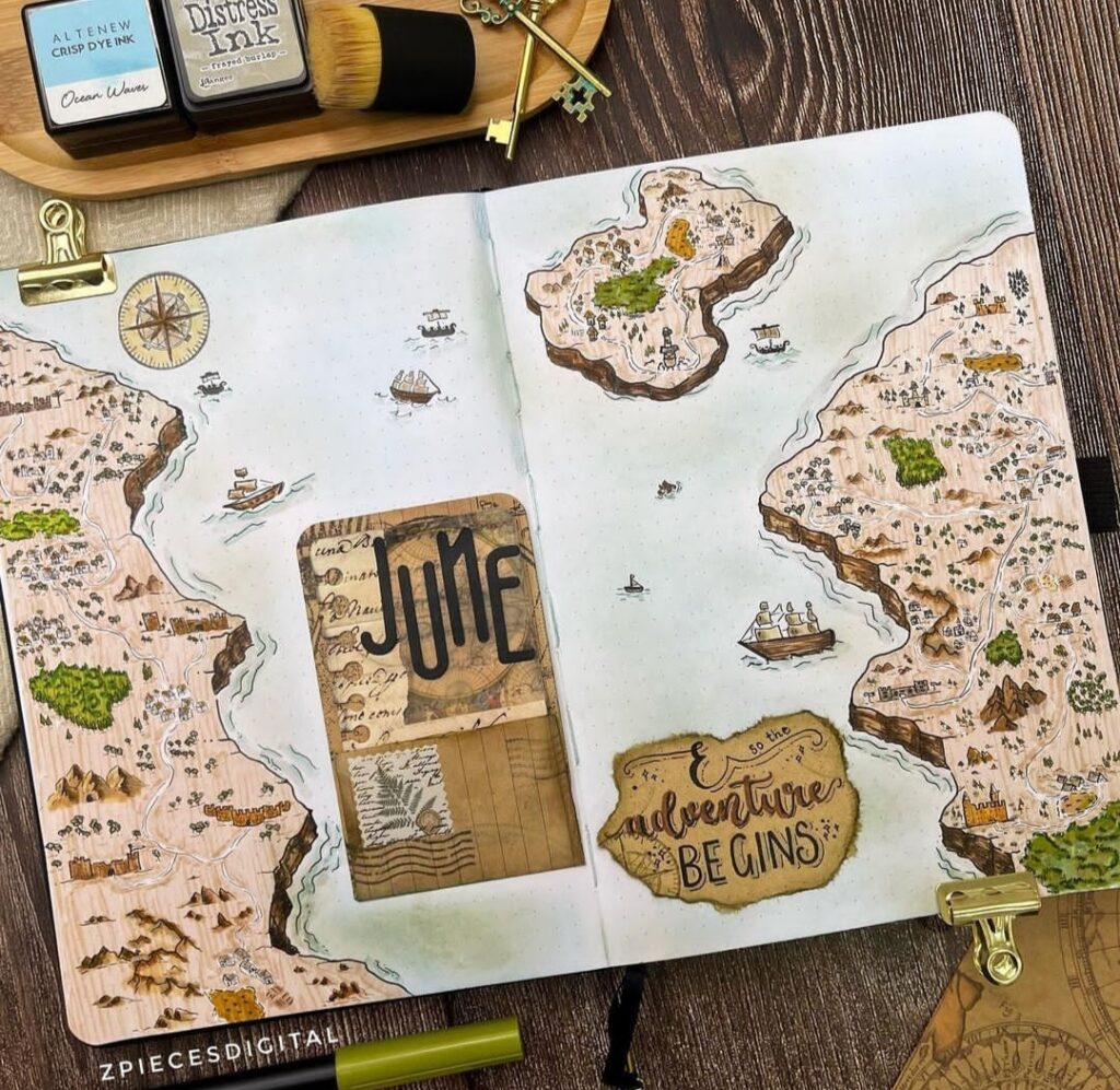 map theme June bullet journal cover