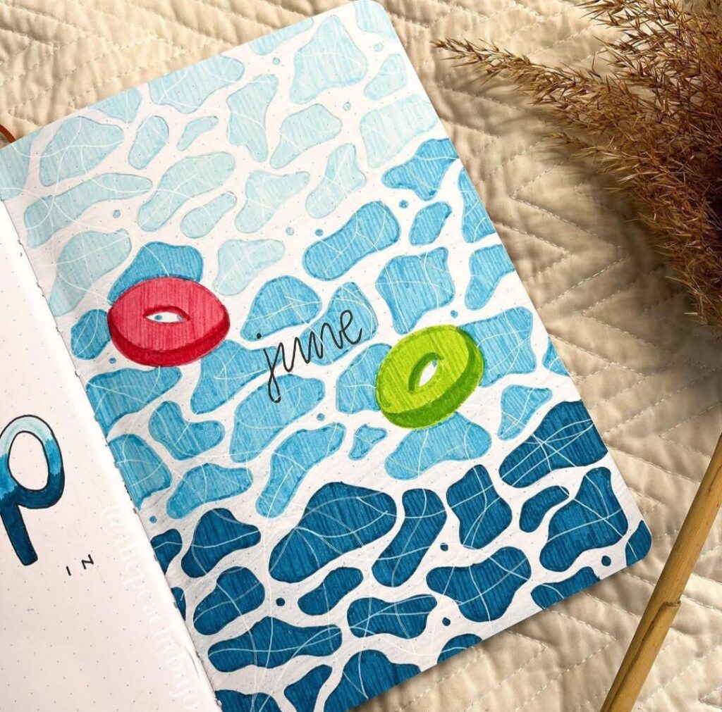 summer pool june bujo cover