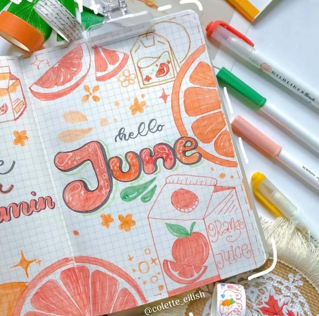 orange June bullet journal cover