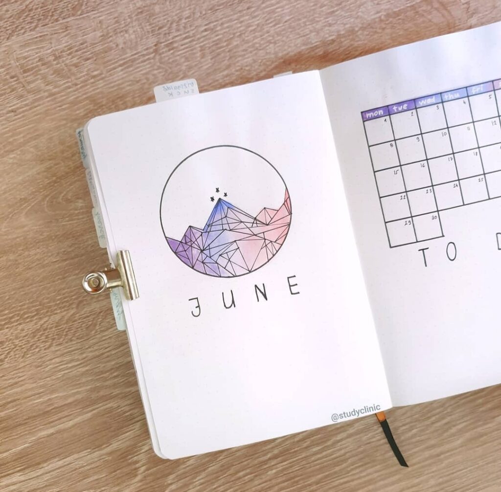 geometric theme for June bullet journal cover