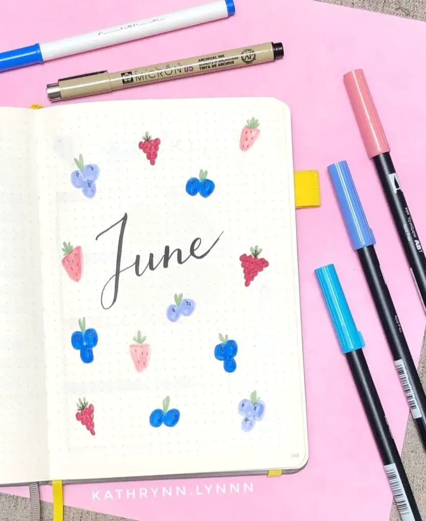 berry June bullet journal cover