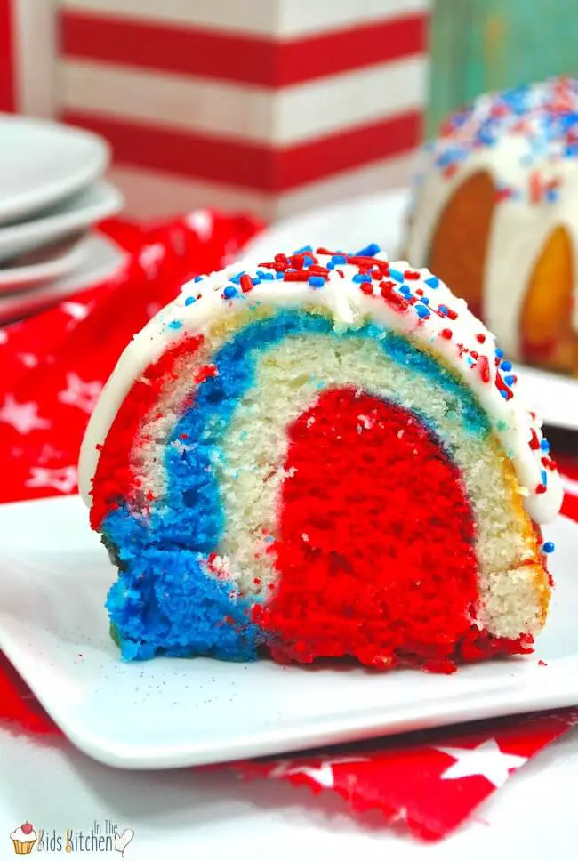 Red white blue bundt cake 4th of july desserts