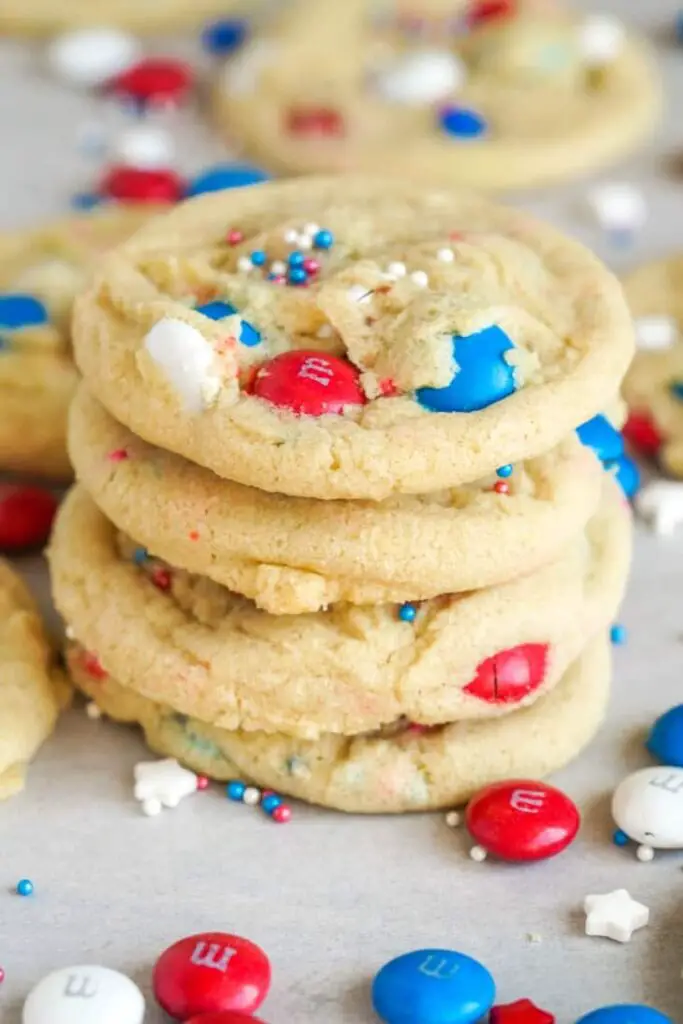 Red White And Blue M&M Cookies - Easy 4th of July desserts