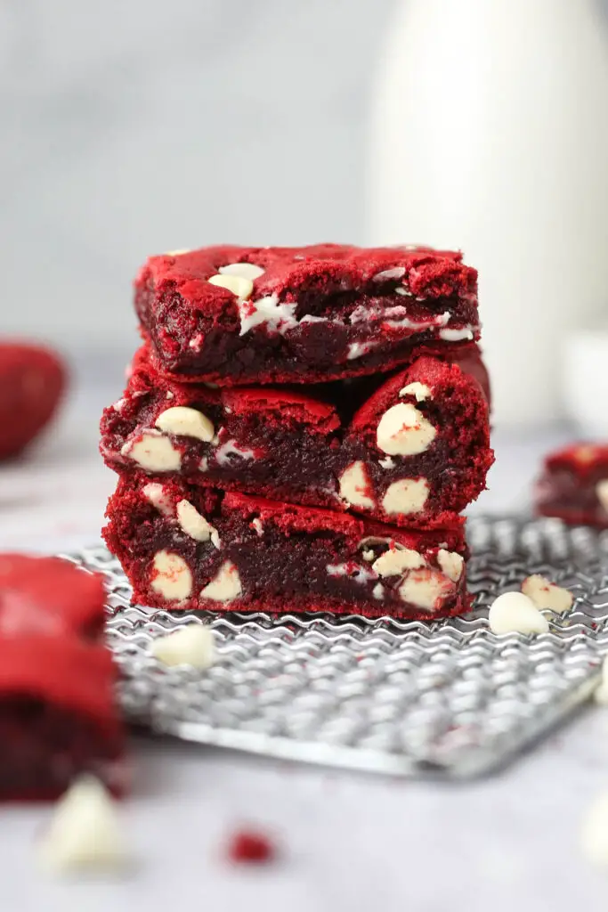 Fudgy Red Velvet Cake Mix Brownies 4th of july desserts