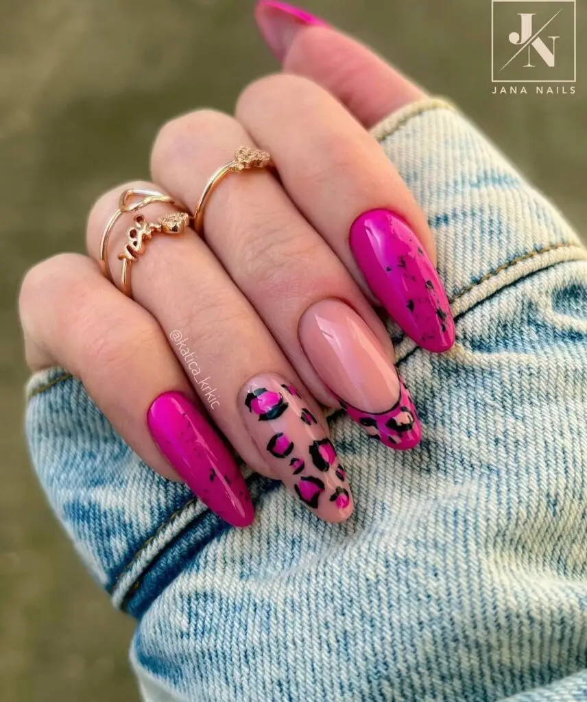 pink leopard pint nails