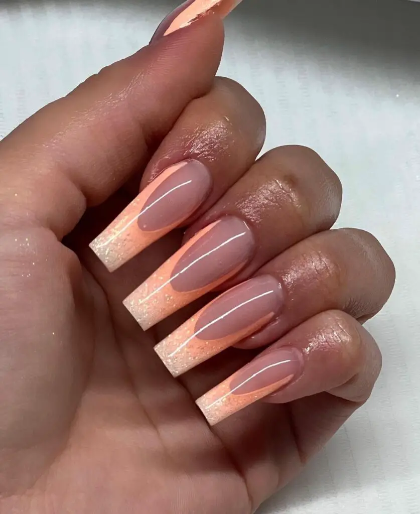 simple and elegant orange ombre nail tips for graduation nail ideas