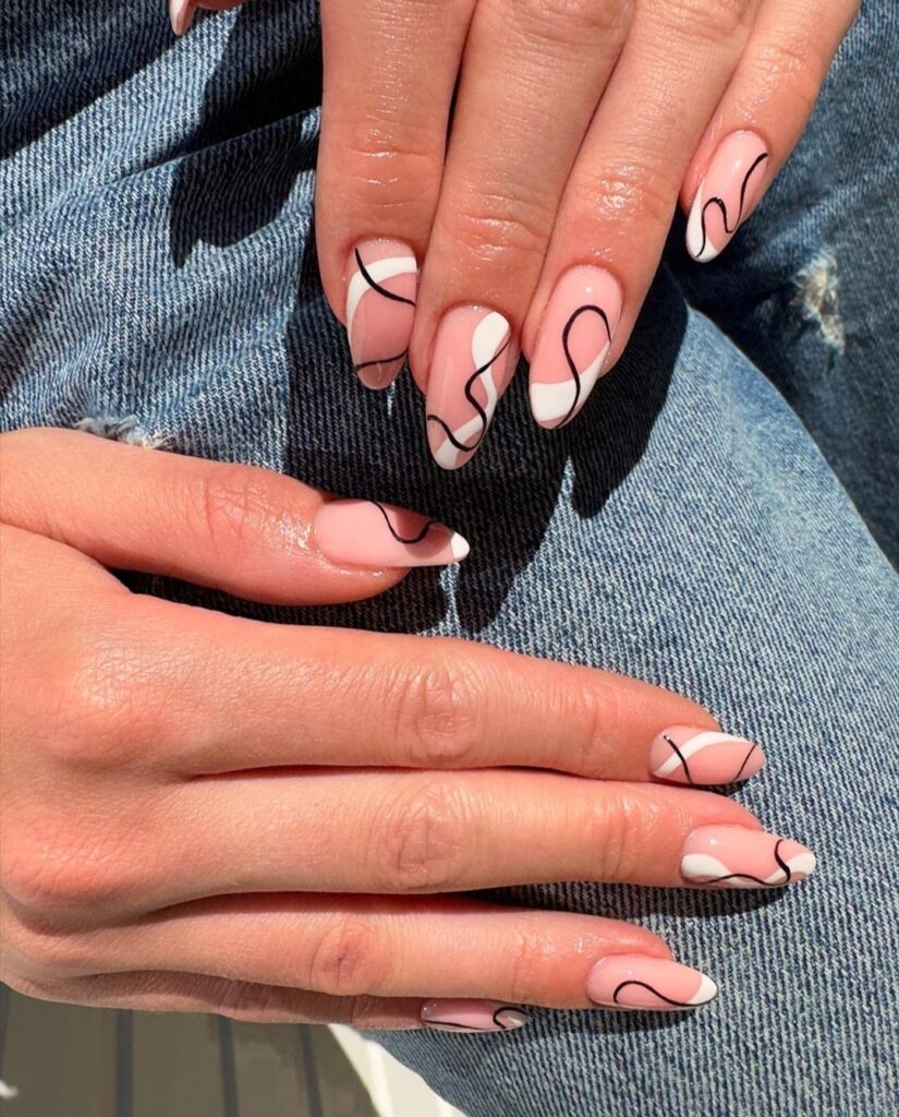 fun black and white pattern nail designs