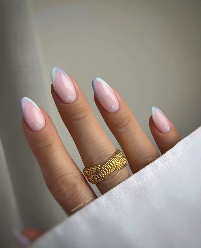 Pretty pastel french tip nailswith minimal designs