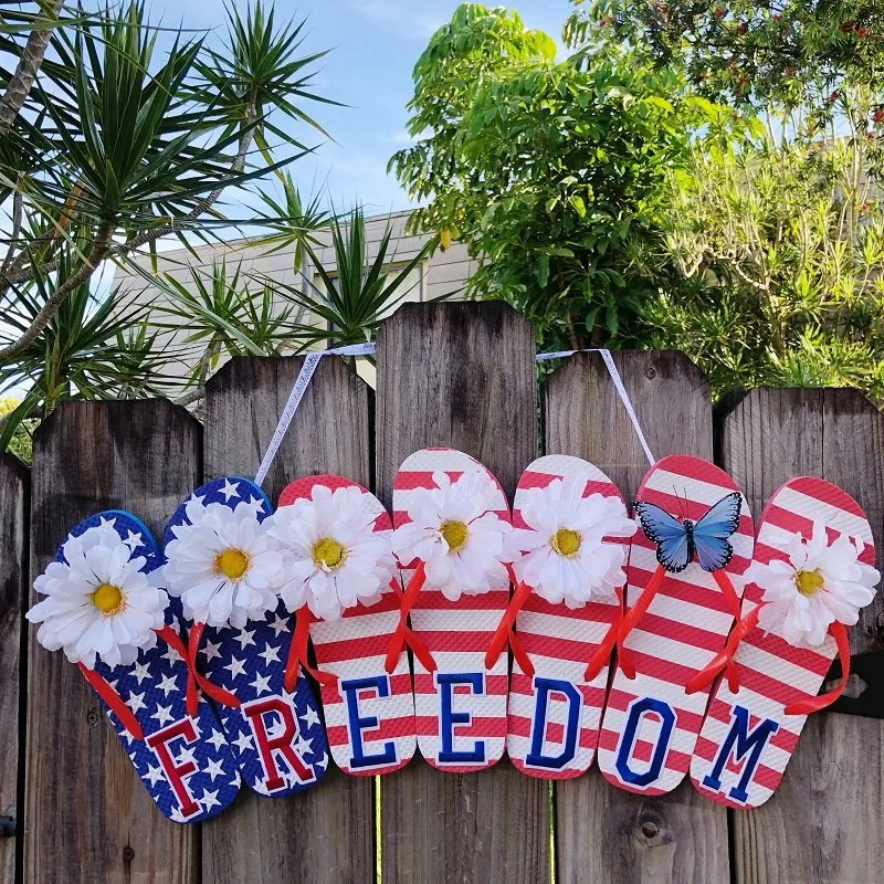 Dollar Tree Upcycled Flip Flop Freedom Sign
