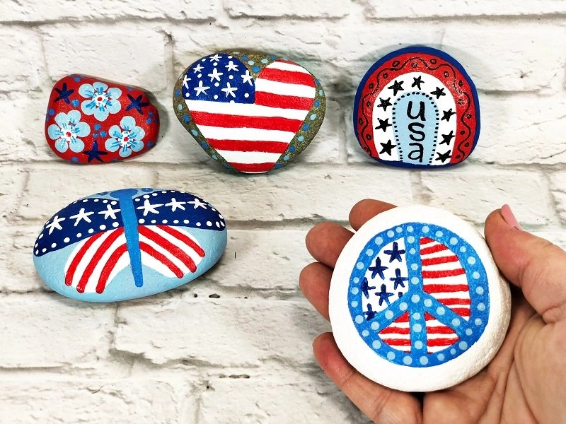 Patriotic Painted Rocks to Celebrate America