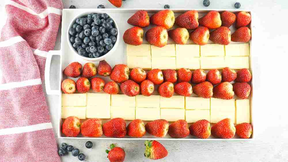 Red White Blue Cheese and Fruit Charcuterie Board