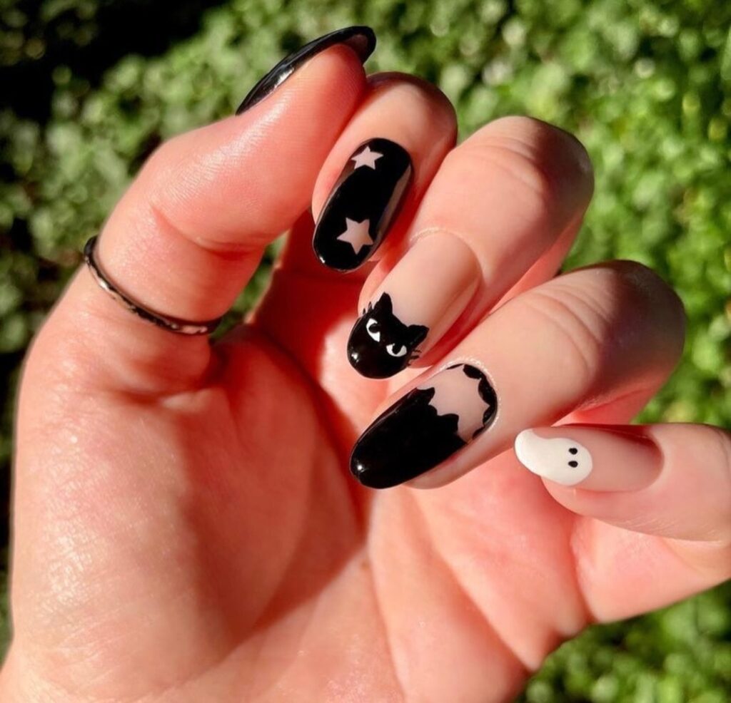 fun black Halloween Nail Designs