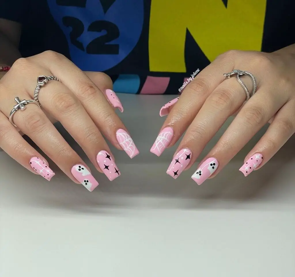 pink Halloween nail designs 
