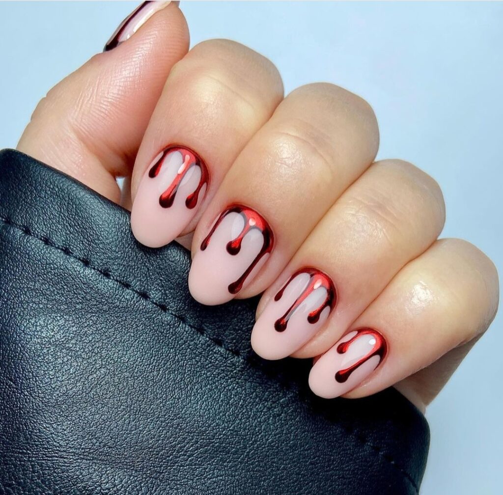 blood drip Halloween nail designs 