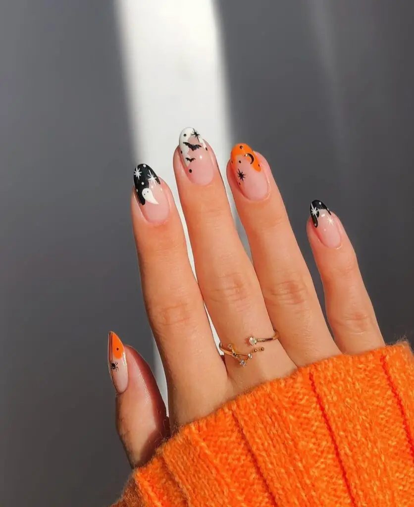 cute orange Halloween nail designs 
