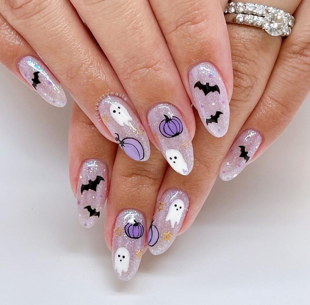 cute purple Halloween nail designs 