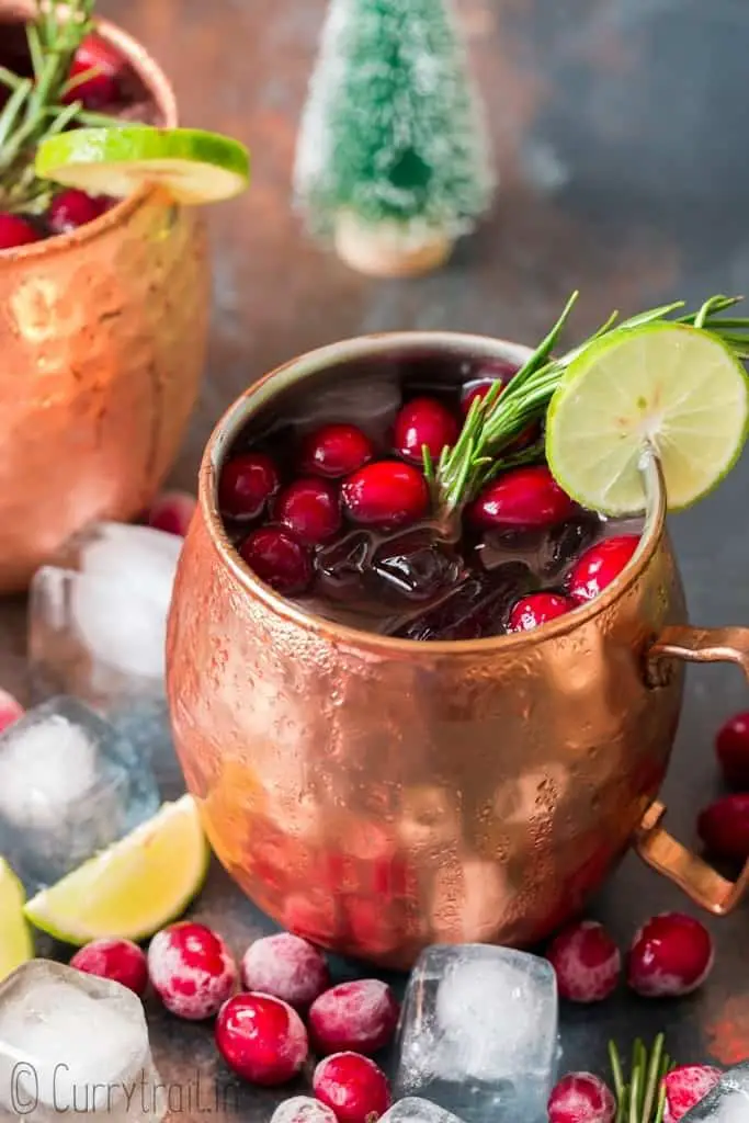 Cranberry Moscow Mule Christmas Cocktails