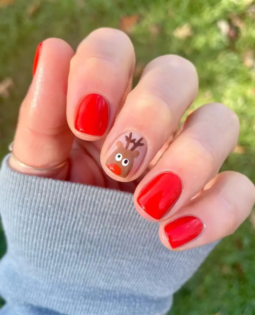 Cute Christmas Reindeer nail designs