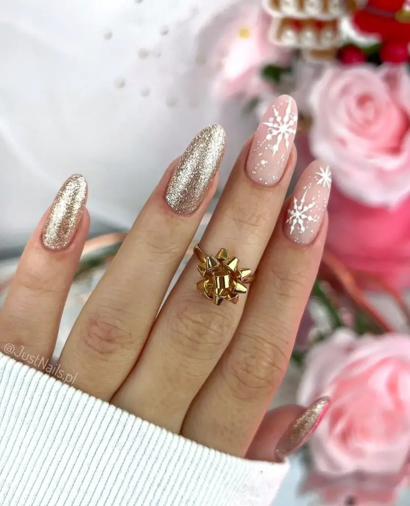 Silver and Gold Luxe Christmas nails