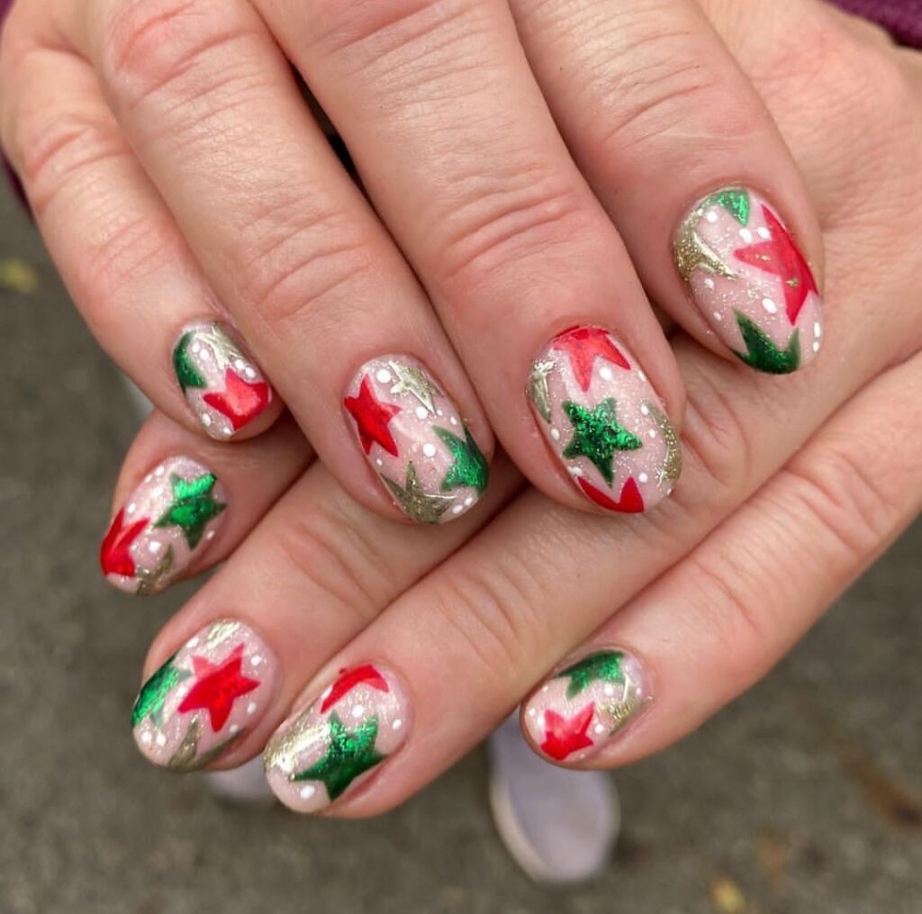 Starry Christmas nails