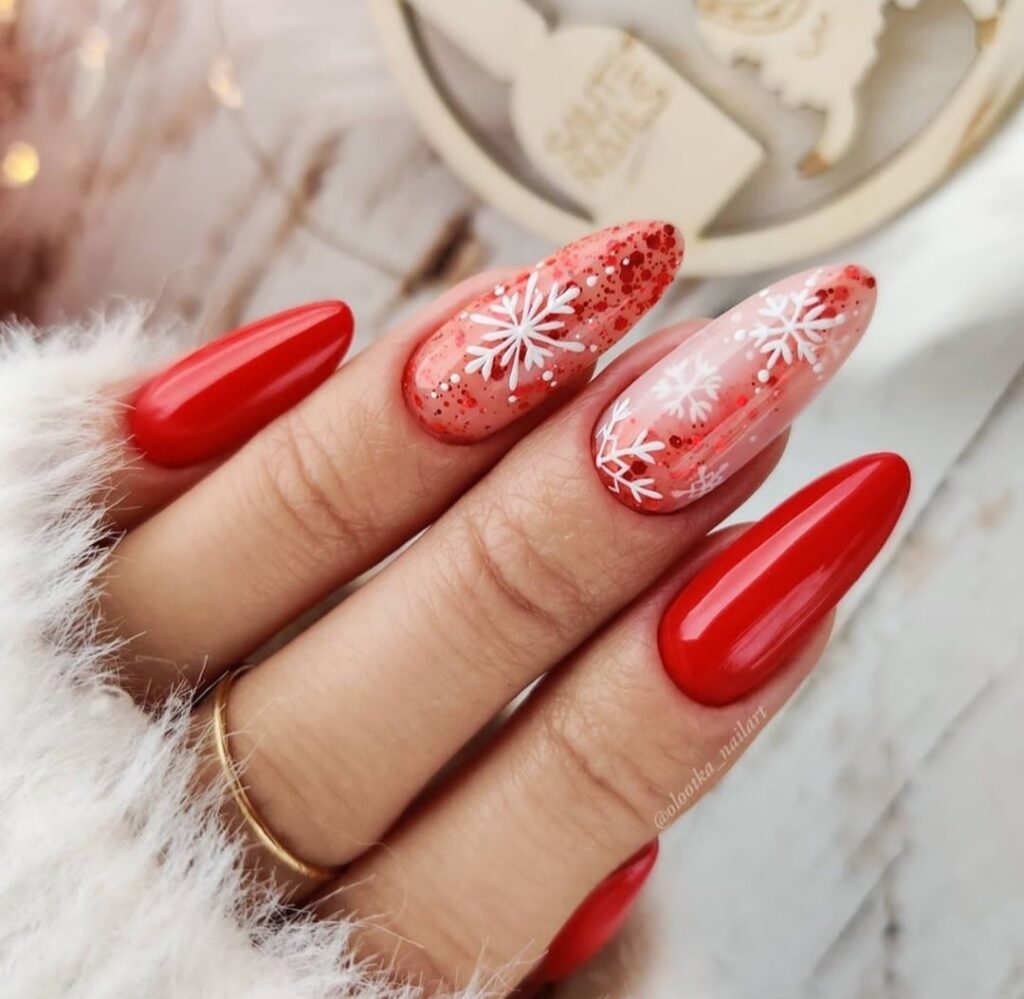 Ruby Red Christmas nails 