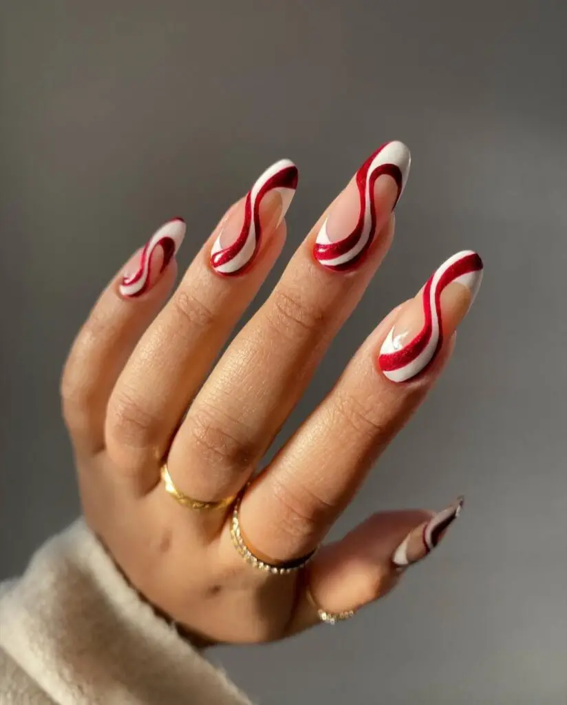 Christmas swirls nail designs 