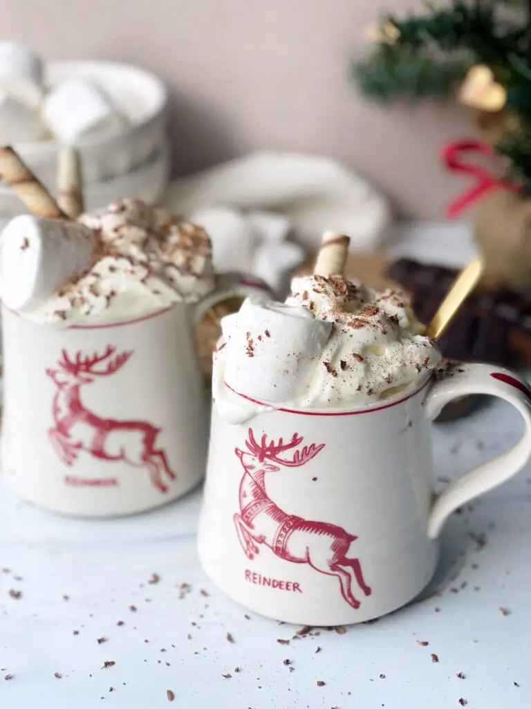 Oat Milk Hot Chocolate with Amaretto - christmas cocktails
