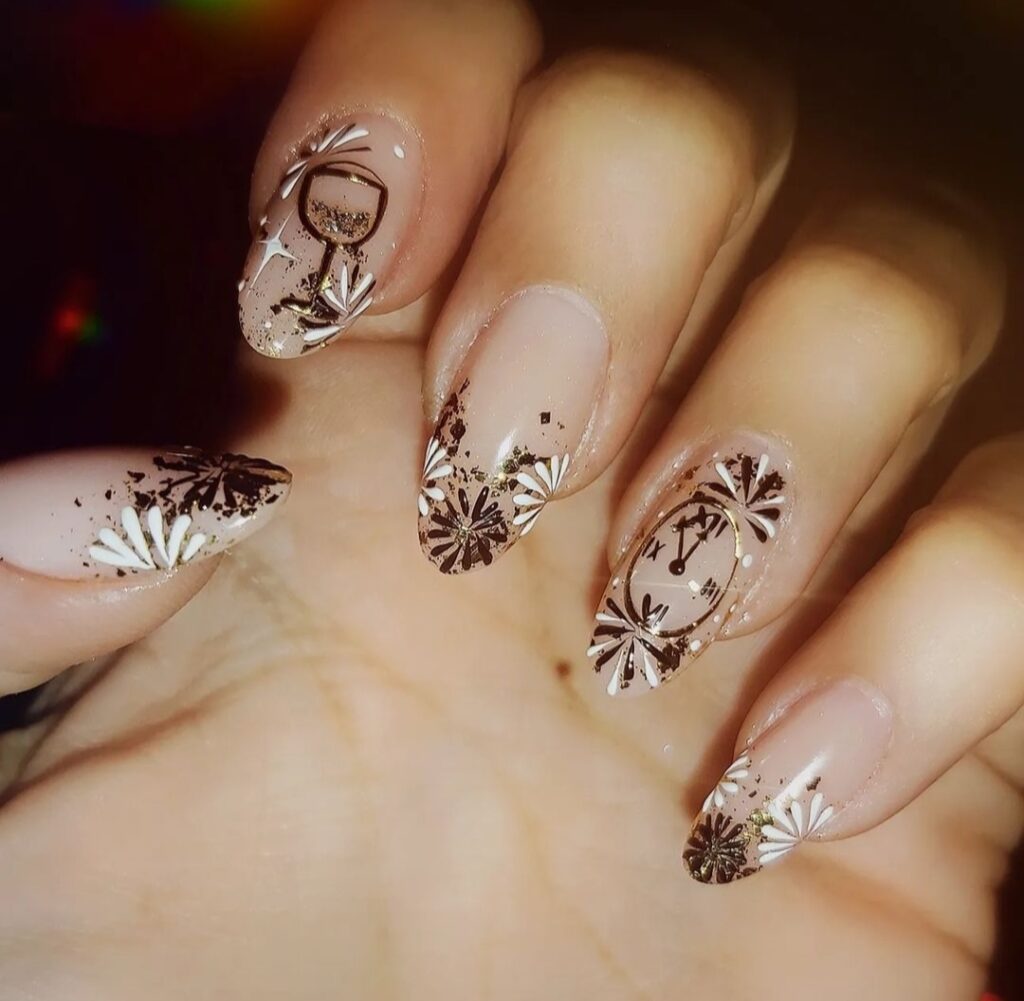 cute New Year nails design and nail art trends